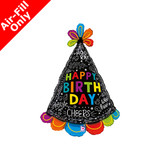 14 inch Birthday Doodle Party Hat Foil Balloon (1) - UNPACKAGED