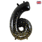 34 inch Oaktree Black Sparkling Fizz Number 6 Foil Balloon (1)