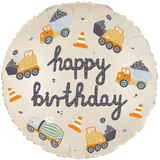 18 inch Construction Trucks Happy Birthday Foil Balloon (1)