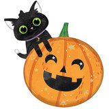 29 inch Halloween Cat & Pumpkin Supershape Foil Balloon (1)