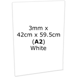 White A2 Acrylic Plaque Sheet - 42cm x 59.5cm (No Holes) (1)