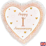 18 inch Happy 1st Anniversary Rose Gold Heart Foil Balloon (1)