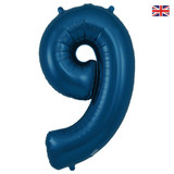 34 inch Oaktree Matte Navy Blue Number 9 Foil Balloon (1)