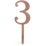 Sparkling Fizz Number 3 Rose Gold Acrylic Cake Topper (1)