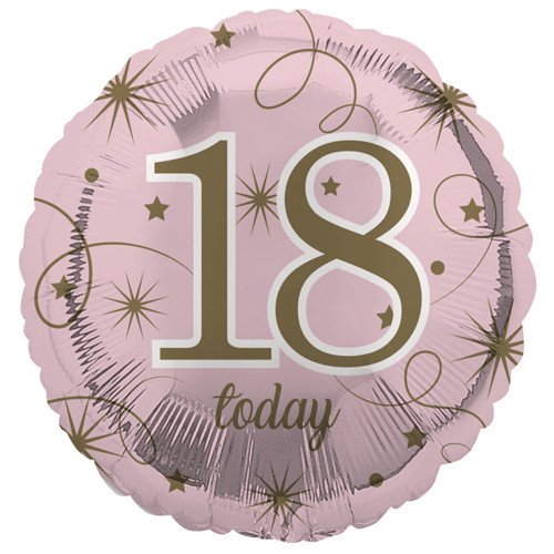 18 inch 18 Today Pink & Gold Stars Foil Balloon (1)
