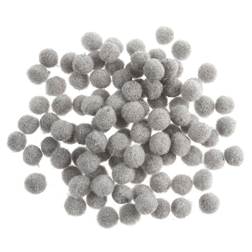 Grey Pom Poms - 6mm (100)