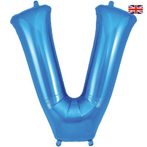 34 inch Oaktree Blue Letter V Foil Balloon (1)