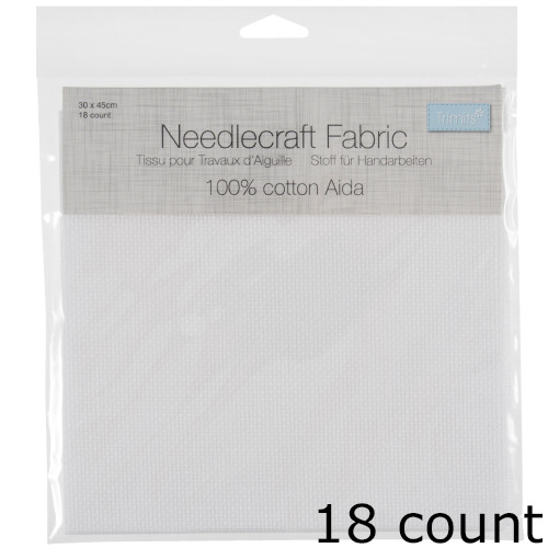 White Aida 18 Count Needlecraft Fabric - 45cm x 30cm (1)