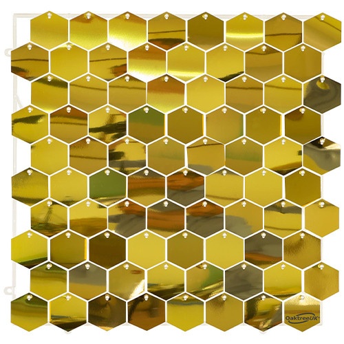 Metallic Light Gold Hexagon Sequin Wall Panel - 30cm x 30cm (1)