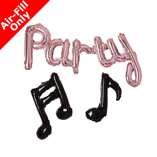 14 inch Rose Gold Party & Musical Note Foil Balloon Pack (1)