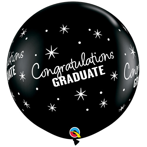 3ft Onyx Black Congratulations Graduate Latex Balloons (2) 3ft Onyx Black Congratulations Graduate Latex Balloons (2)