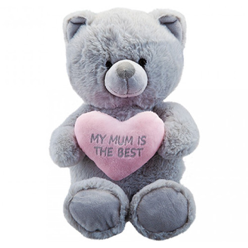 14 inch Grey Gracie Bear With Mum Heart (1)