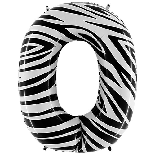 40 inch Zebraloon Number 0 Foil Balloon (1)