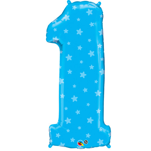 34 inch Number One Blue Stars Foil Balloon (1)