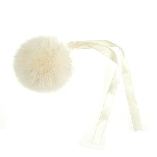 Cream Faux Fur Pom Pom - 60mm (1)