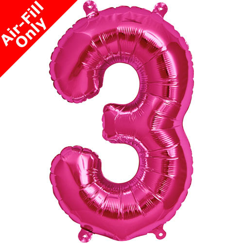 16 inch Magenta Number 3 Foil Balloon (1)