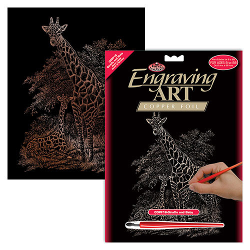 Giraffe & Baby - Copper Engraving Art Kit (1)