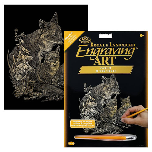 Fox & Cubs - Gold Engraving Art Kit (1)