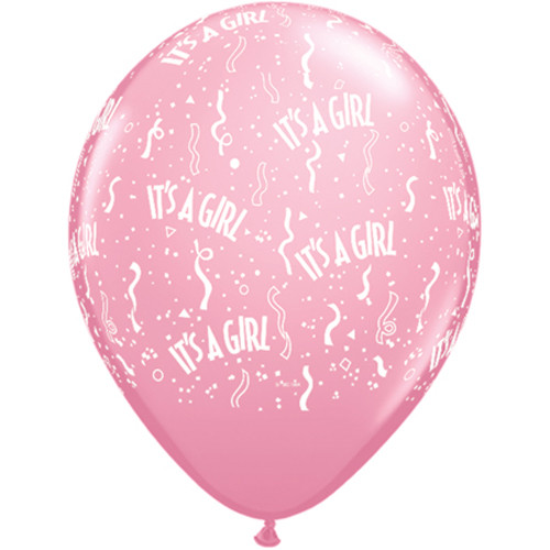 11 inch Pink It's A Girl-A-Round Latex Balloons (50)