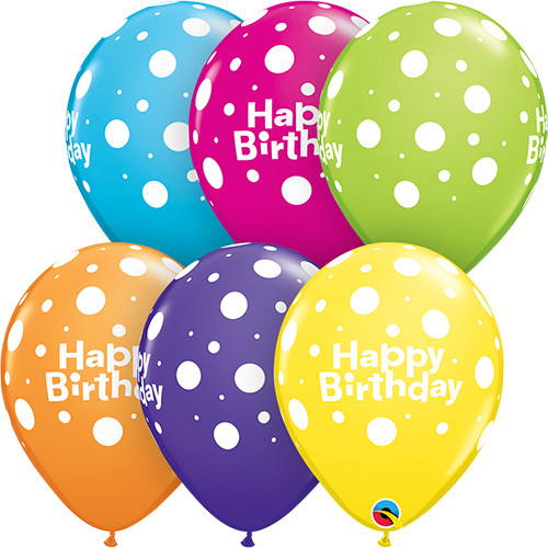 Qualatex big polka dot assorted birthday balloons