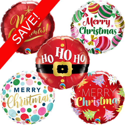 18 inch Qualatex Christmas Foil Balloon Pack (25 Balloons) 18 inch Qualatex Christmas Foil Balloon Pack (25 Balloons)