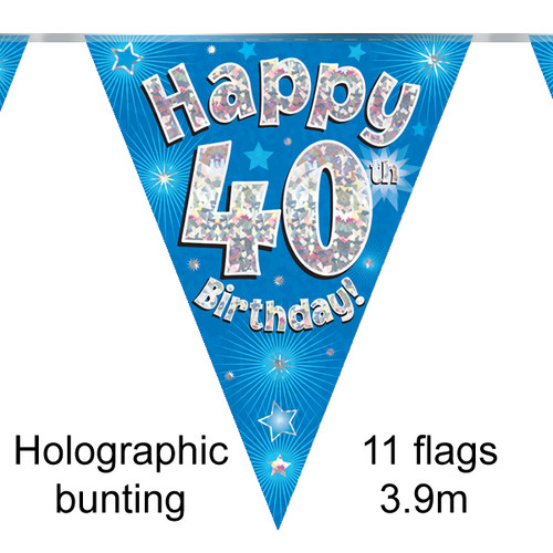 40th Birthday Blue Bunting - 3.9m (1)