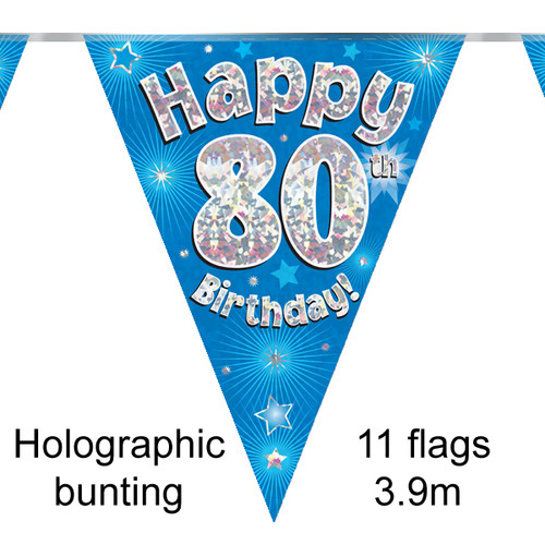 80th Birthday Blue Bunting - 3.9m (1)