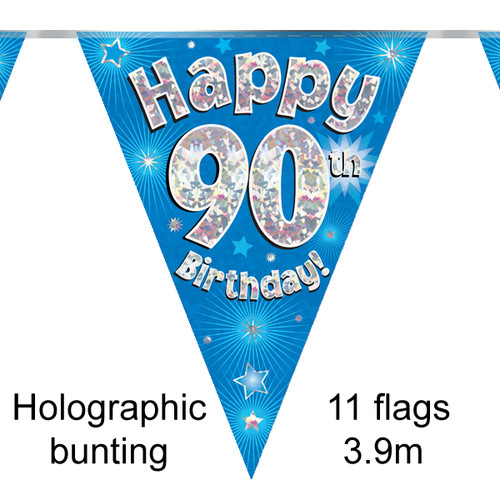 90th Birthday Blue Bunting - 3.9m (1)