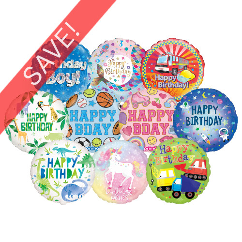 18 inch Children's Birthday Foil Pack (50 Balloons)