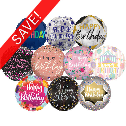 18 inch Adult Male & Female Birthday Foil Pack (50 Balloons)