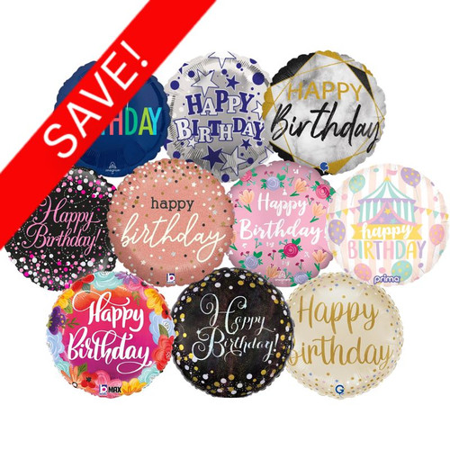 18 inch Adult Male & Female Birthday Foil Pack (50 Balloons)