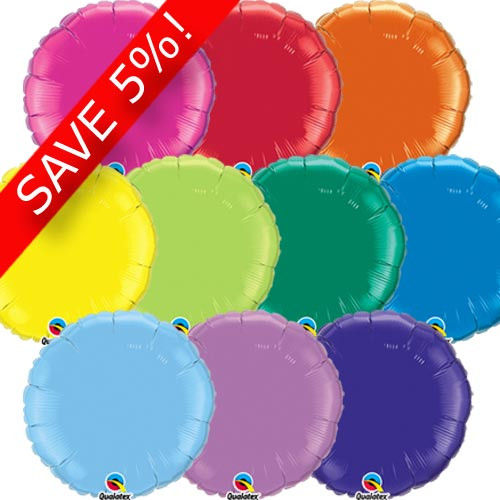 18" Rainbow Round Foil Pack (100 Balloons) - UNPACKAGED