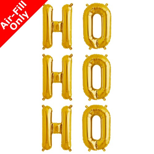 HO HO HO - 16 inch Gold Foil Letter Balloon Pack (1)