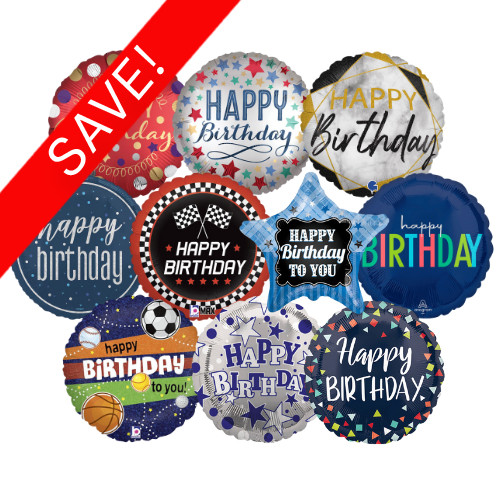 18 inch Male Birthday Foil Pack (50 Balloons) 18 inch Male Birthday Foil Pack (50 Balloons)