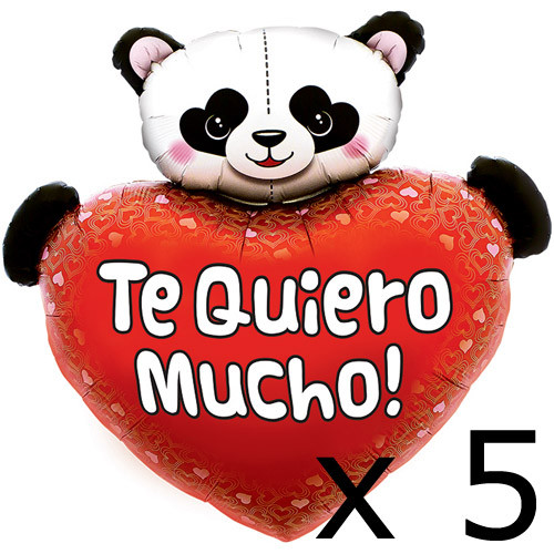 Pack of 5 36 inch Te Quiero Mucho! Panda Heart Foil Balloons (5)