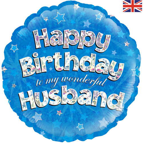 18 inch Happy Birthday Husband Round Foil Balloon (1)