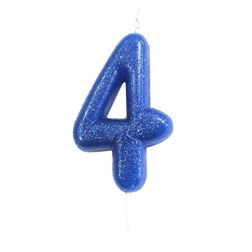 Age Four Blue Glitter Candle (1)