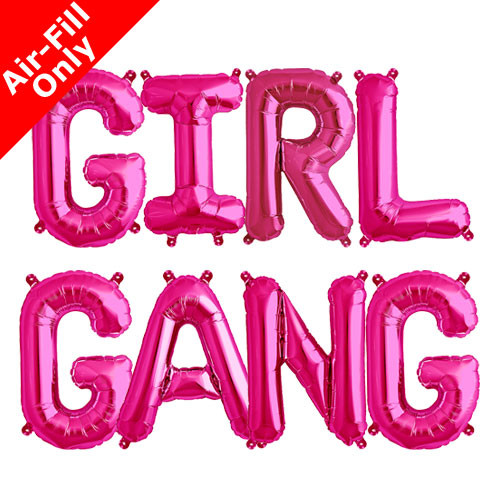 GIRL GANG - 16 inch Magenta Foil Letter Balloon Pack (1)