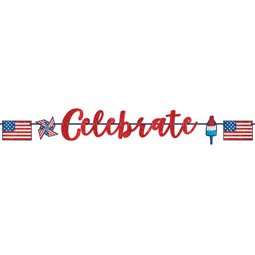 USA Celebrate Glitter Letter Banner - 3.65m (1) USA Celebrate Glitter Letter Banner - 3.65m (1)