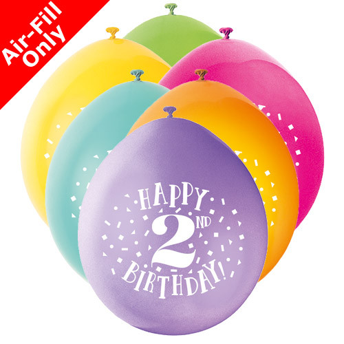 9 inch 2nd Birthday Neck Up Assorted Latex Balloons (10) 9 inch 2nd Birthday Neck Up Assorted Latex Balloons (10)