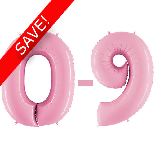 40 inch Pastel Pink Numbers Starter Kit - 36 Balloons