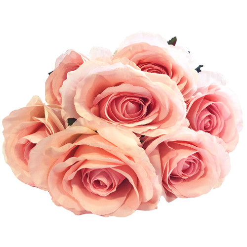 50cm Pink Rose Bunch - 7 Heads (1)