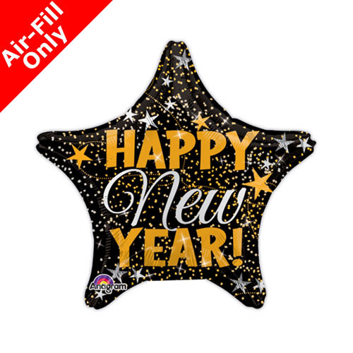 9 inch New Year Confetti Star Foil Balloon (1) - UNPACKAGED