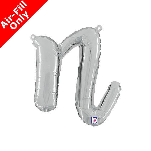 Air-Fill Silver Script Letter N Foil Balloon (1)