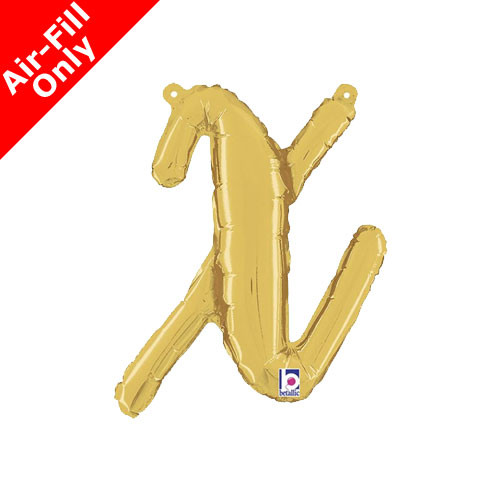 Air-Fill Gold Script Letter X Foil Balloon (1)