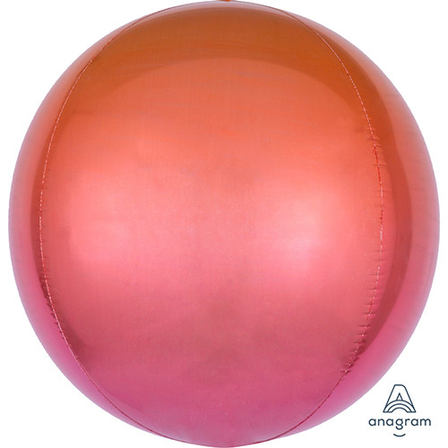 16 inch Orbz Ombre Red & Orange Foil Balloon (1)