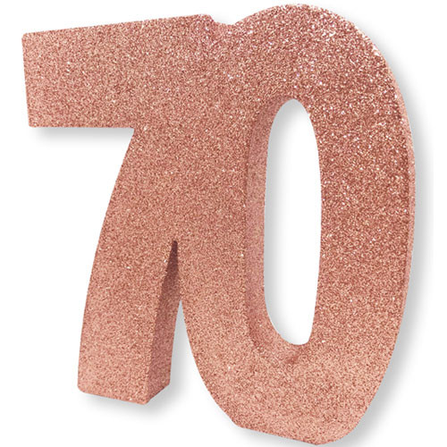 Number 70 Rose Gold Glitter Number Table Decoration (1)