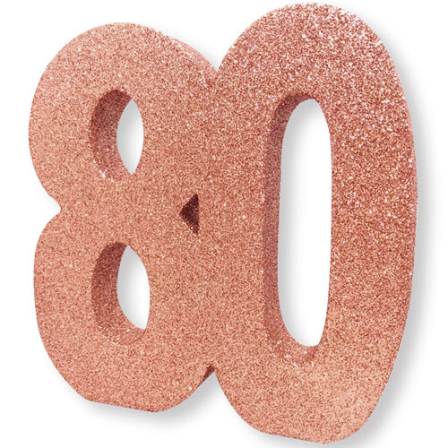 Number 80 Rose Gold Glitter Number Table Decoration (1)