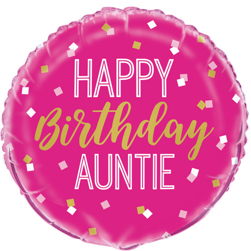 18 inch Happy Birthday Auntie Pink Foil Balloon (1)