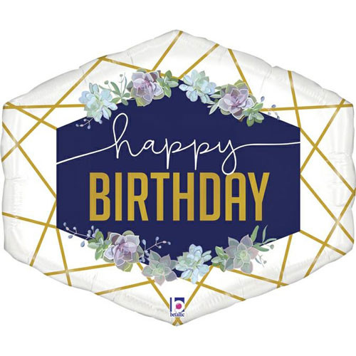 30 inch Happy Birthday Geo Navy Foil Balloon (1)